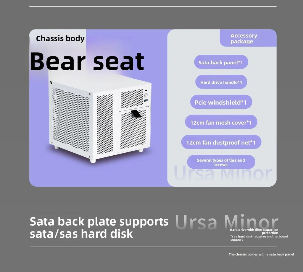 Ursa Minor 4 - bay NAS Chassis SFX Power Supply ITX Motherboard,9.9L Ultra - compact Size, 70mm Heat Sink - FUN GUY WORLD FUN GUYS SHOP FUN GUY WORLD 14:350853A Chassis White  A Chassis White Ursa Minor 4 - bay NAS Chassis SFX Power Supply ITX Motherboard,9.9L Ultra - compact Size, 70mm Heat Sink FUN GUYS SHOP FUN GUY WORLD