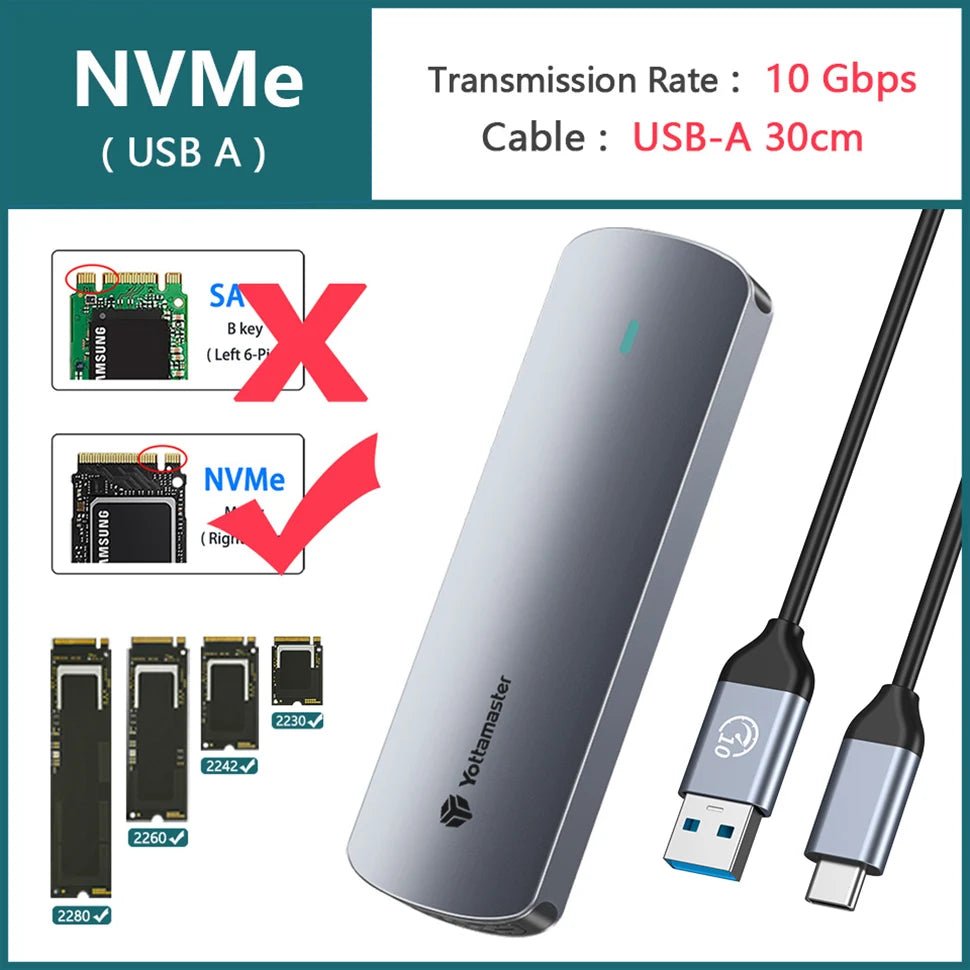 Yottamaster M.2 NVMe/SATA Dual Protocol Hard Drive Disk Enclosure Type - C USB3.2 Gen2 10Gbp SSD External Case NGFF HD Storage Box - FUN GUY WORLD FUN GUYS SHOP FUN GUY WORLD 14:29NVMe ( USB A )  NVMe ( USB A ) Yottamaster M.2 NVMe/SATA Dual Protocol Hard Drive Disk Enclosure Type - C USB3.2 Gen2 10Gbp SSD External Case NGFF HD Storage Box FUN GUYS SHOP FUN GUY WORLD