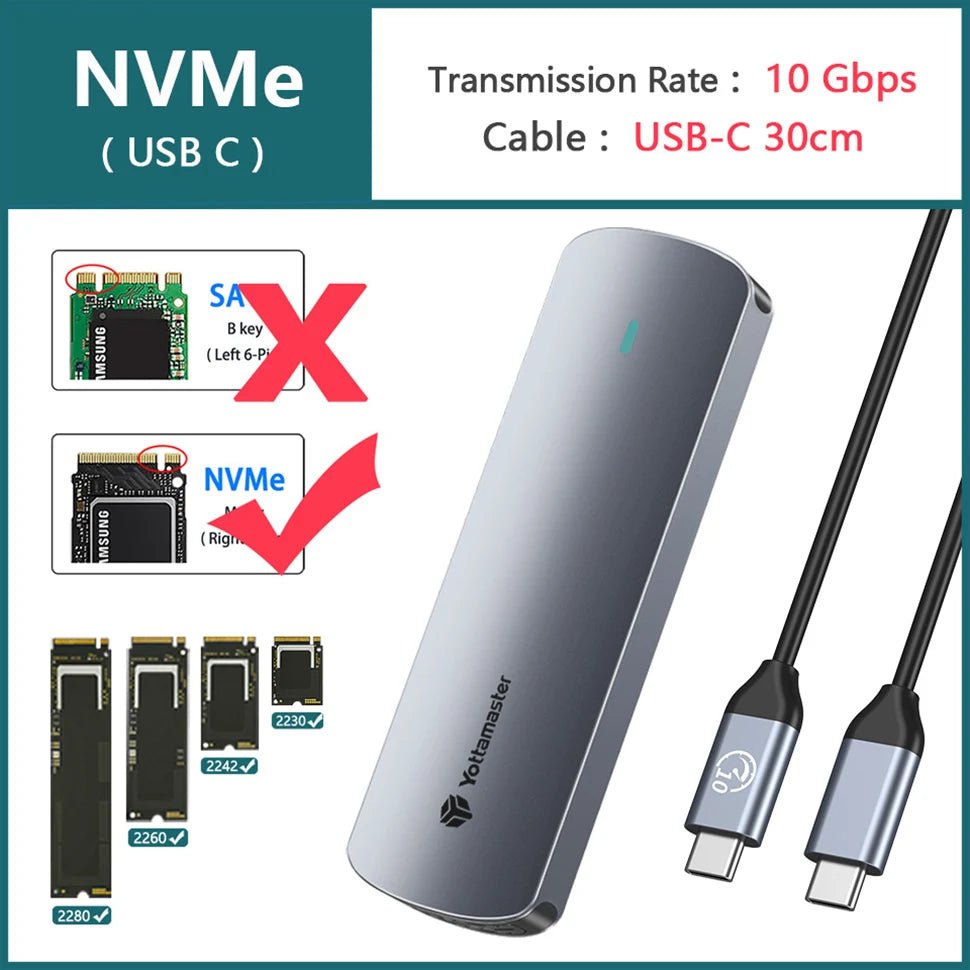 Yottamaster M.2 NVMe/SATA Dual Protocol Hard Drive Disk Enclosure Type - C USB3.2 Gen2 10Gbp SSD External Case NGFF HD Storage Box - FUN GUY WORLD FUN GUYS SHOP FUN GUY WORLD 14:94NVMe ( USB C )  NVMe ( USB C ) Yottamaster M.2 NVMe/SATA Dual Protocol Hard Drive Disk Enclosure Type - C USB3.2 Gen2 10Gbp SSD External Case NGFF HD Storage Box FUN GUYS SHOP FUN GUY WORLD